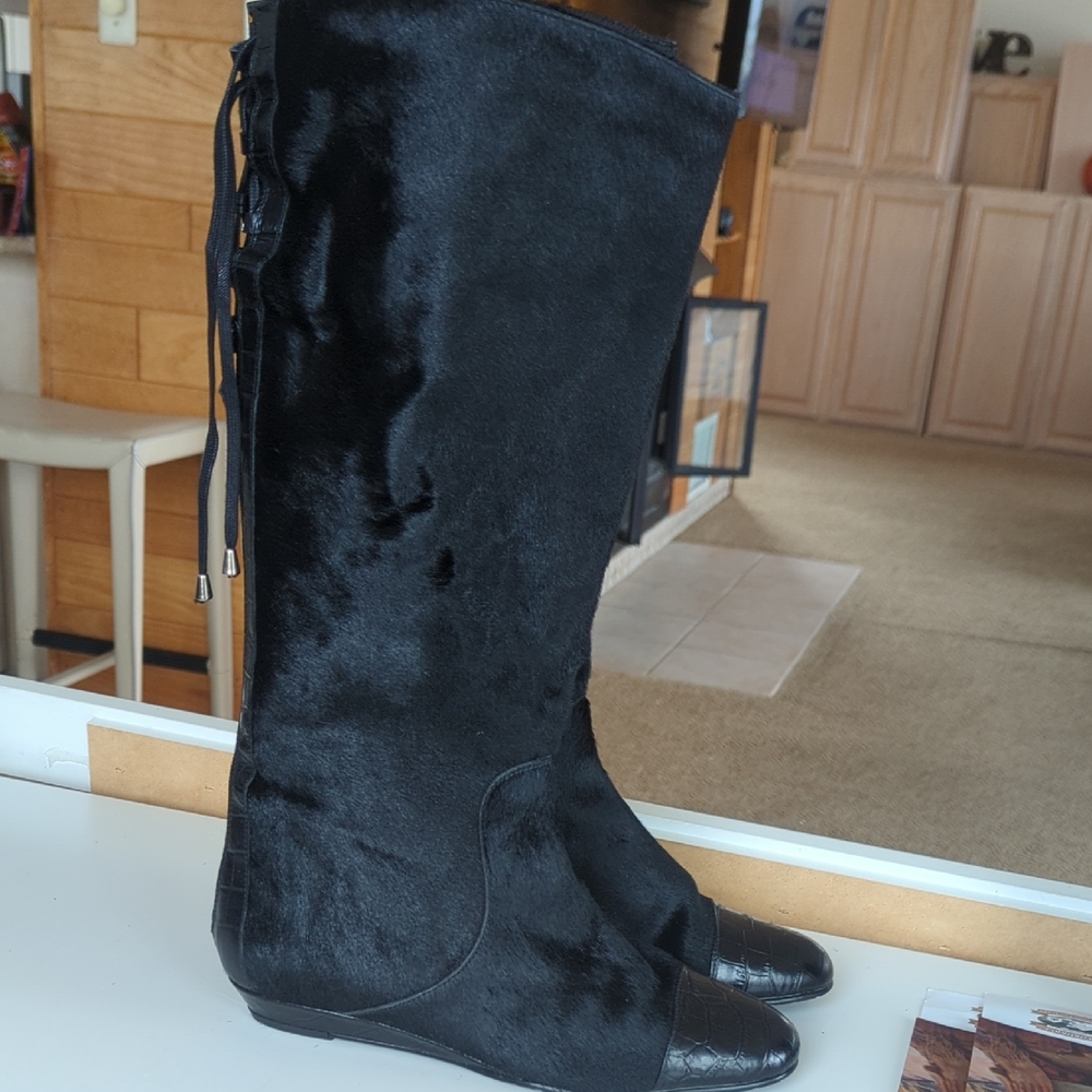 Elegant Vintage Migliorini Italy Black Knee-High Women's Boots
